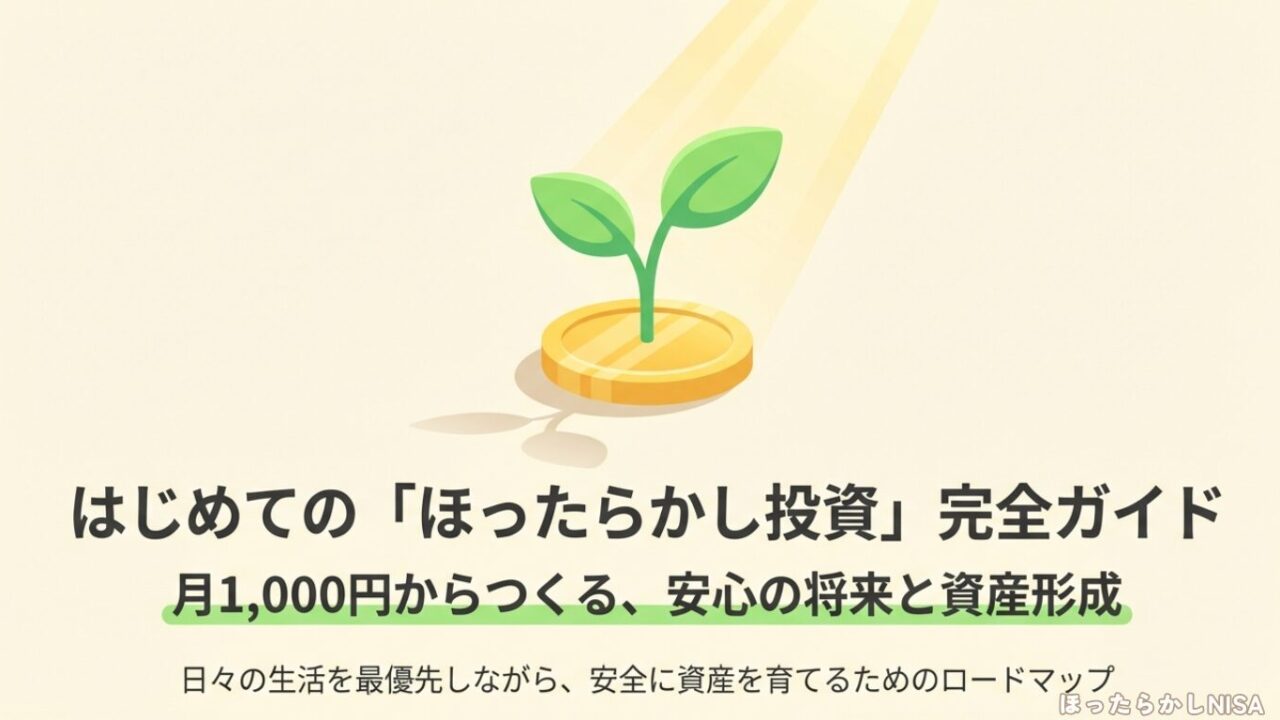 月1,000円からつくる安心の将来と資産形成、ほったらかし投資の完全ガイドを示すタイトル画像